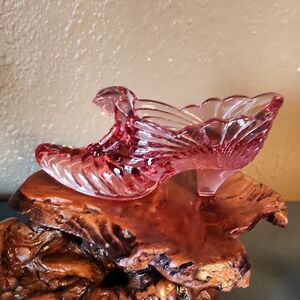 Fenton Cat Head Glass Decorative Shoe, EUC VTG